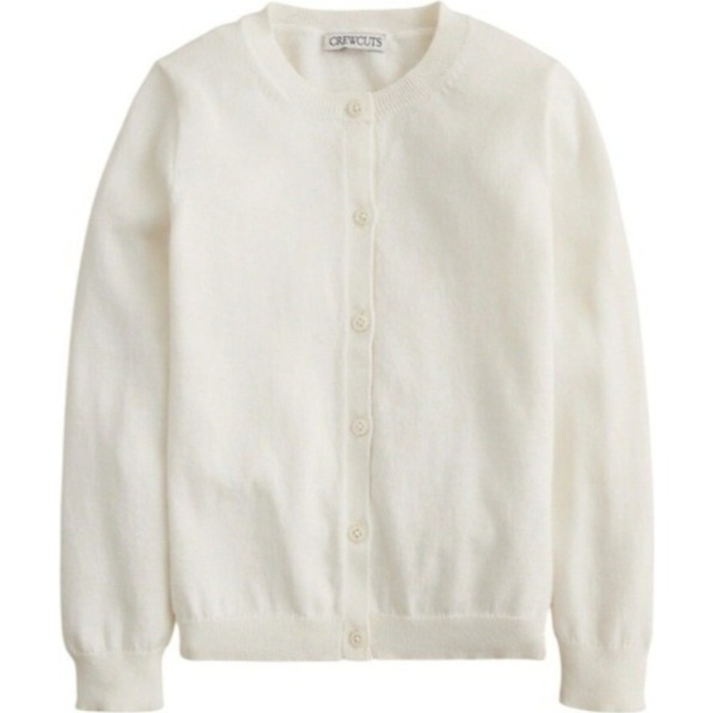Crewcuts by J.‎ Crew White Cotton Classic Button Cardigan Sweater Girls XL 12-14